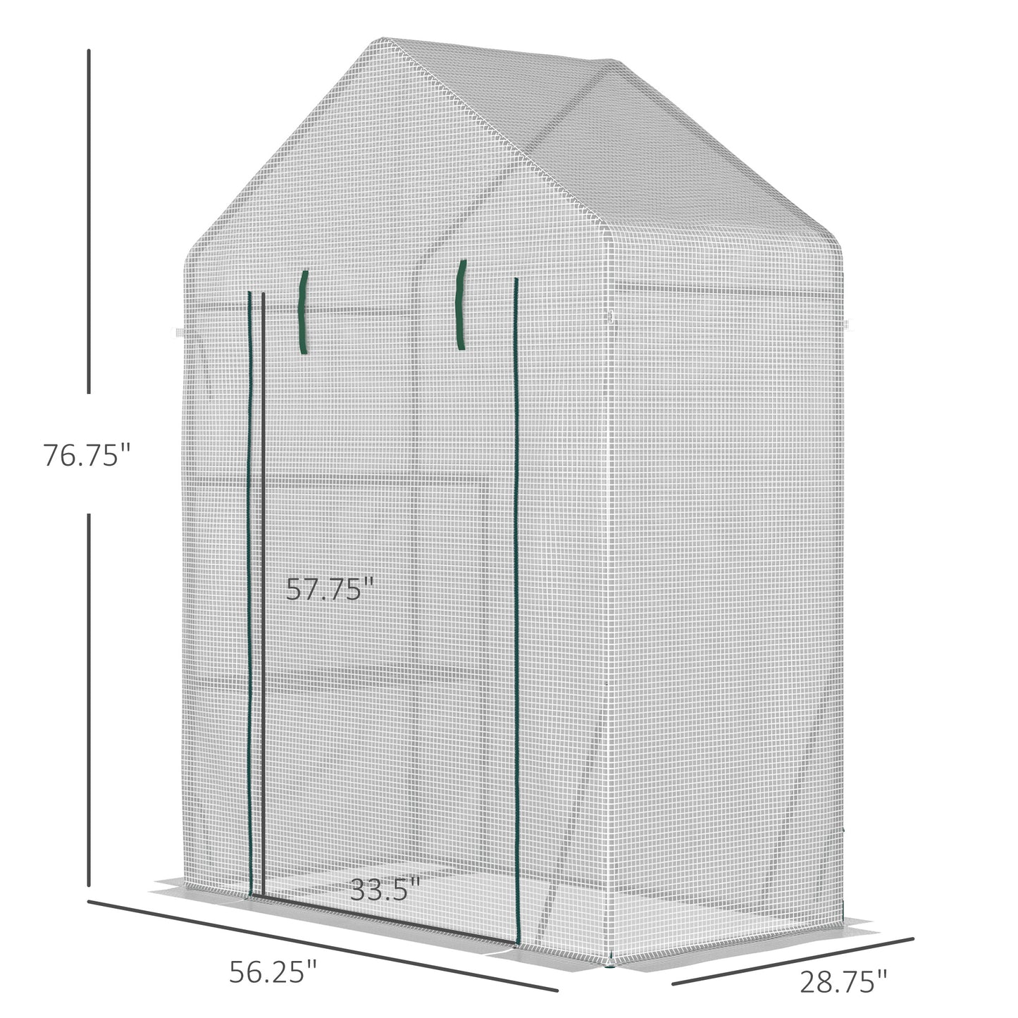 Outsunny 55" x 28" x 75" Walk-in Greenhouse Portable Garden Plant Flower Seed Warm House with 4 Shelves Outdoor Plant Growth Hot House PE Cover Green
