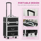 HOMCOM Rolling Makeup Train Case, Large Storage Cosmetic Trolley, Lockable Traveling Cart Trunk with Folding Trays, Swivel Wheels