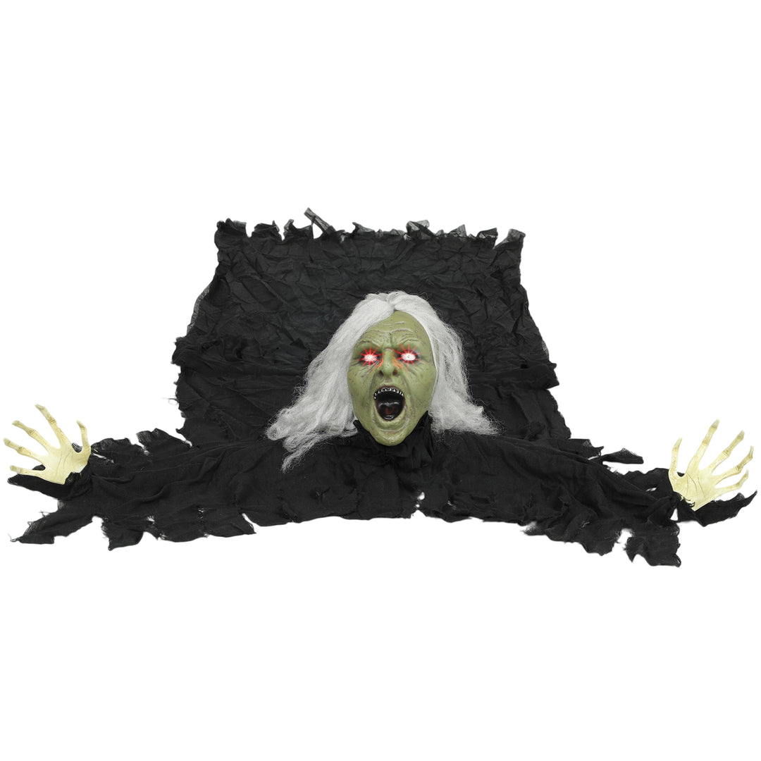 Outsunny 72" Life Size Halloween Animated Crawling Zombie with Glowing LED Eyes, Battery Operated, Indoor Outdoor Party Props