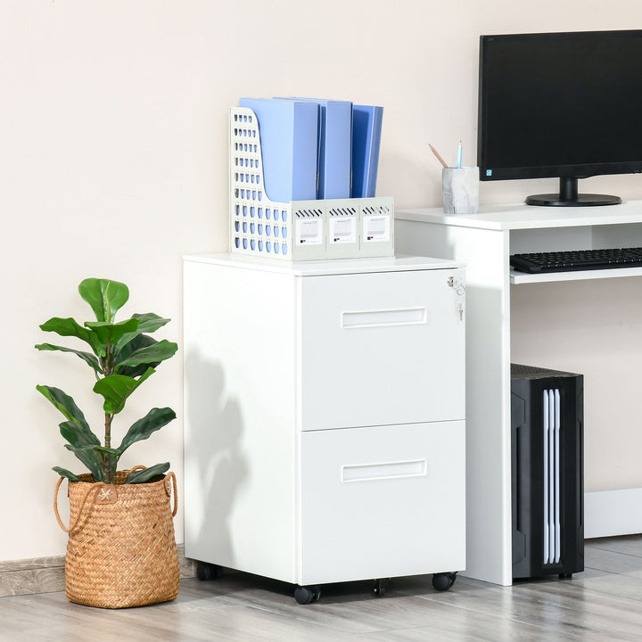 Vinsetto File Cabinet, Vertical Filing Cabinet with Adjustable Partition for A4 Letter Size, Lockable for Office, White