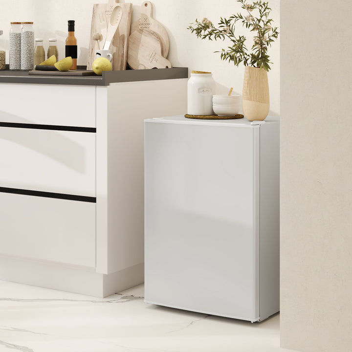 HOMCOM 2.5 Cu.Ft Mini Fridge, Single Door Compact Refrigerator with Freezer, Adjustable Thermostat, Reversible Door, White
