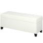 HOMCOM Storage Ottoman Bench, Foot Rest with Safety Hinges, 47 Inches Linen Storage Chest for Living Room, Dark Grey