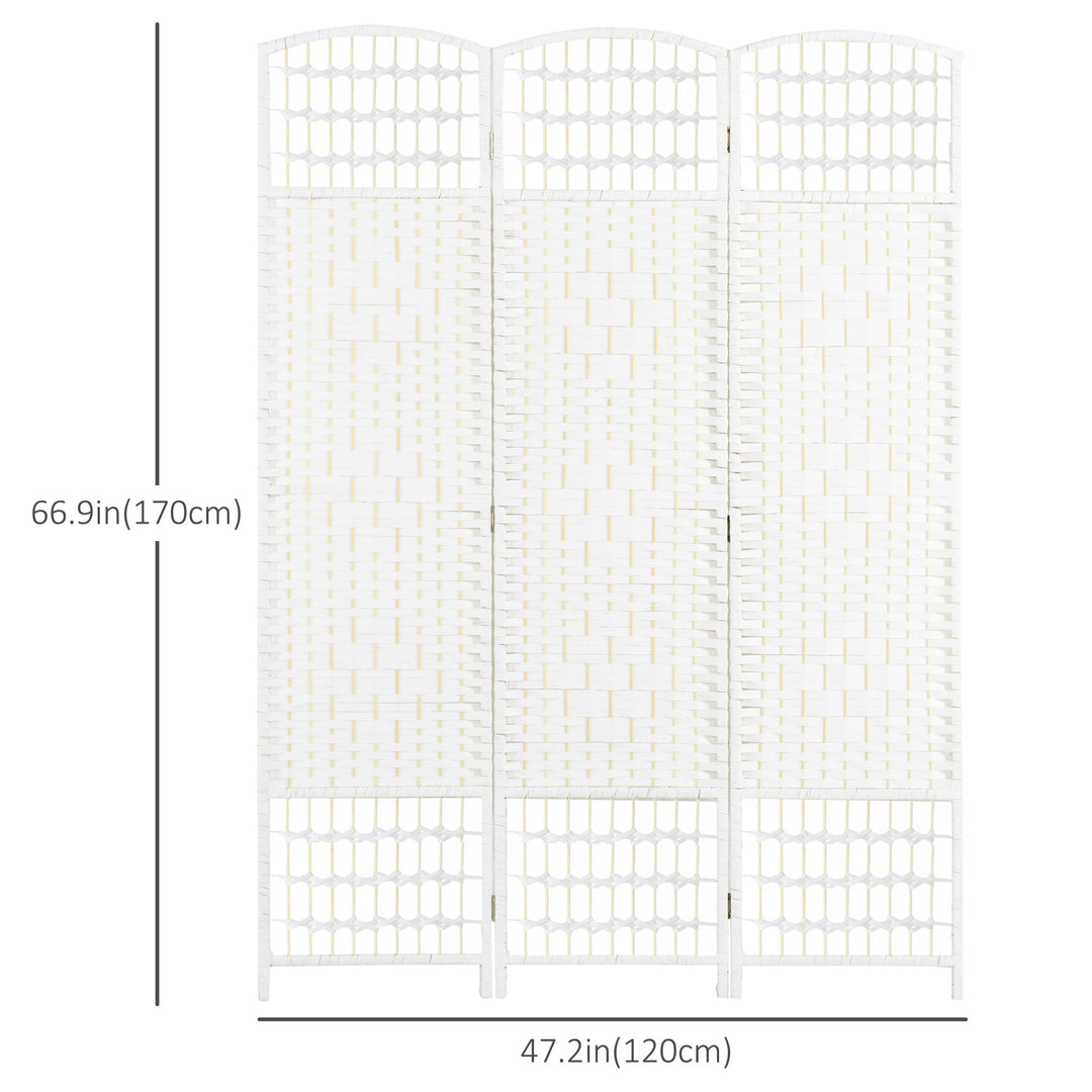 HOMCOM 3 Panel Folding Room Divider, Portable Privacy Screen, Wave Fiber Room Partition for Home Office, White