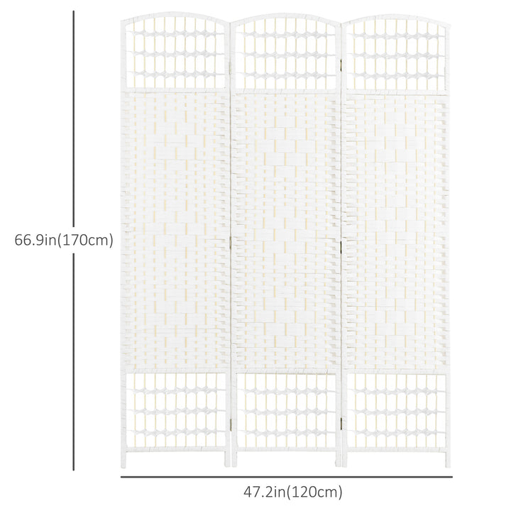 HOMCOM 3 Panel Folding Room Divider, Portable Privacy Screen, Wave Fiber Room Partition for Home Office, White