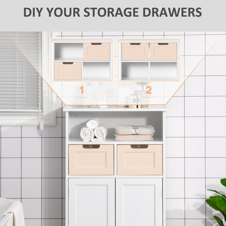 kleankin Freestanding Bathroom Cabinet with Adjustable Shelf and Drawers, Small Cabinet for Bathroom, Living Room, White