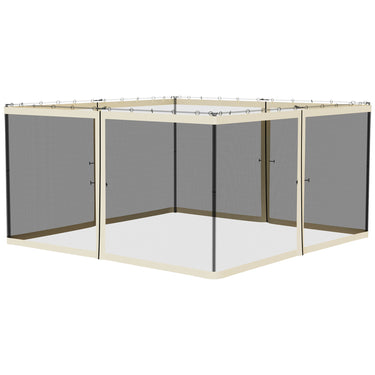 Outsunny Replacement Mosquito Netting for Gazebo 13' x 13' Black Screen Walls for Canopy with Zippers for Parties and Outdoor Activities, Cream White