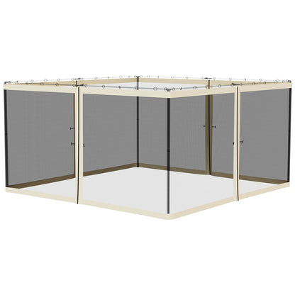 Outsunny Replacement Mosquito Netting for Gazebo 13' x 13' Black Screen Walls for Canopy with Zippers for Parties and Outdoor Activities, Cream White