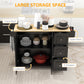 HOMCOM Kitchen Island with Drop Leaf, Rolling Kitchen Cart on Wheels with 3 Drawers, Cabinet, Natural Wood Top, Spice Rack and Towel Rack, White