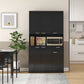 HOMCOM 71" Kitchen Pantry Cabinet, Storage Buffet with Hutch, Adjustable Shelves for Living Room, High Gloss White