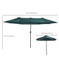 Outsunny 15ft Double-sided Patio Umbrella with Twin Canopy, Extra Large Outdoor Parasol with Crank for Pool, Deck, Market, Blue
