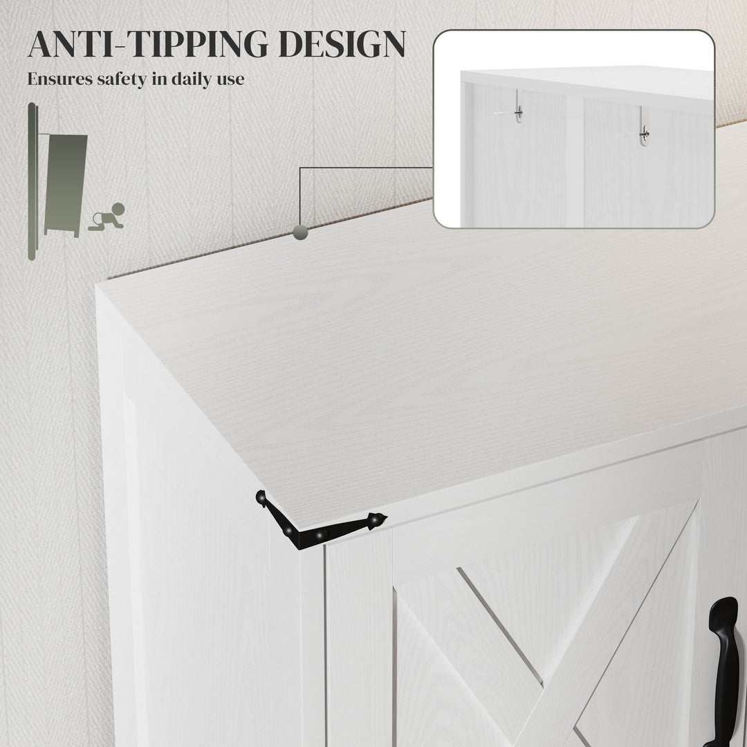 HOMCOM Farmhouse Kitchen Pantry, Freestanding Kitchen Pantry Storage Cabinet with Barn Doors and Adjustable Shelves, Black