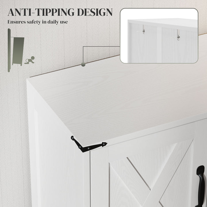 HOMCOM Farmhouse Kitchen Pantry, Freestanding Kitchen Pantry Storage Cabinet with Barn Doors and Adjustable Shelves, Black