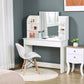 HOMCOM Vanity Desk with Mirror, Makeup Vanity with Open Shelves and Drawer, Dressing Table for Bedroom, White