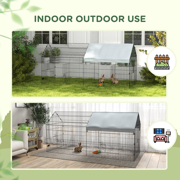 PawHut 87" Small Animal Cage with Roof, Indoor/Outdoor Use,  for Chicken, Rabbits, Chinchillas, Green