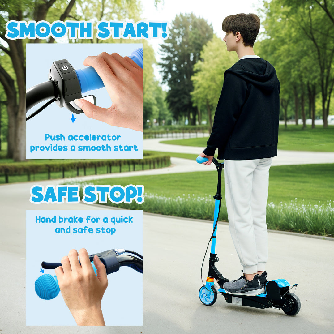 Soozier Foldable Electric Scooter for Kids Ages 6-14, with Seat and 2 Adjustable Heights, Max 6km Range & 12km/h, Orange