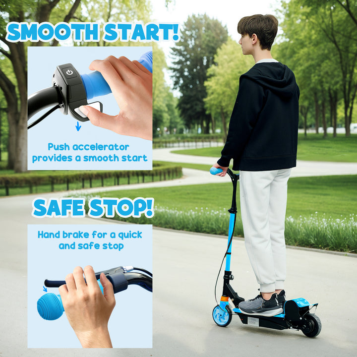 Soozier Foldable Electric Scooter for Kids Ages 6-14, with Seat and 2 Adjustable Heights, Max 6km Range & 12km/h, Orange