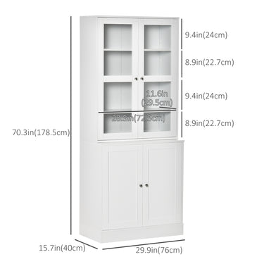 HOMCOM Bookcase Storage Cabinet with Doors, Modern Tall Bookshelf with 2 Adjustable Shelves, Display Unit for Study, Living Room, Home Office, White