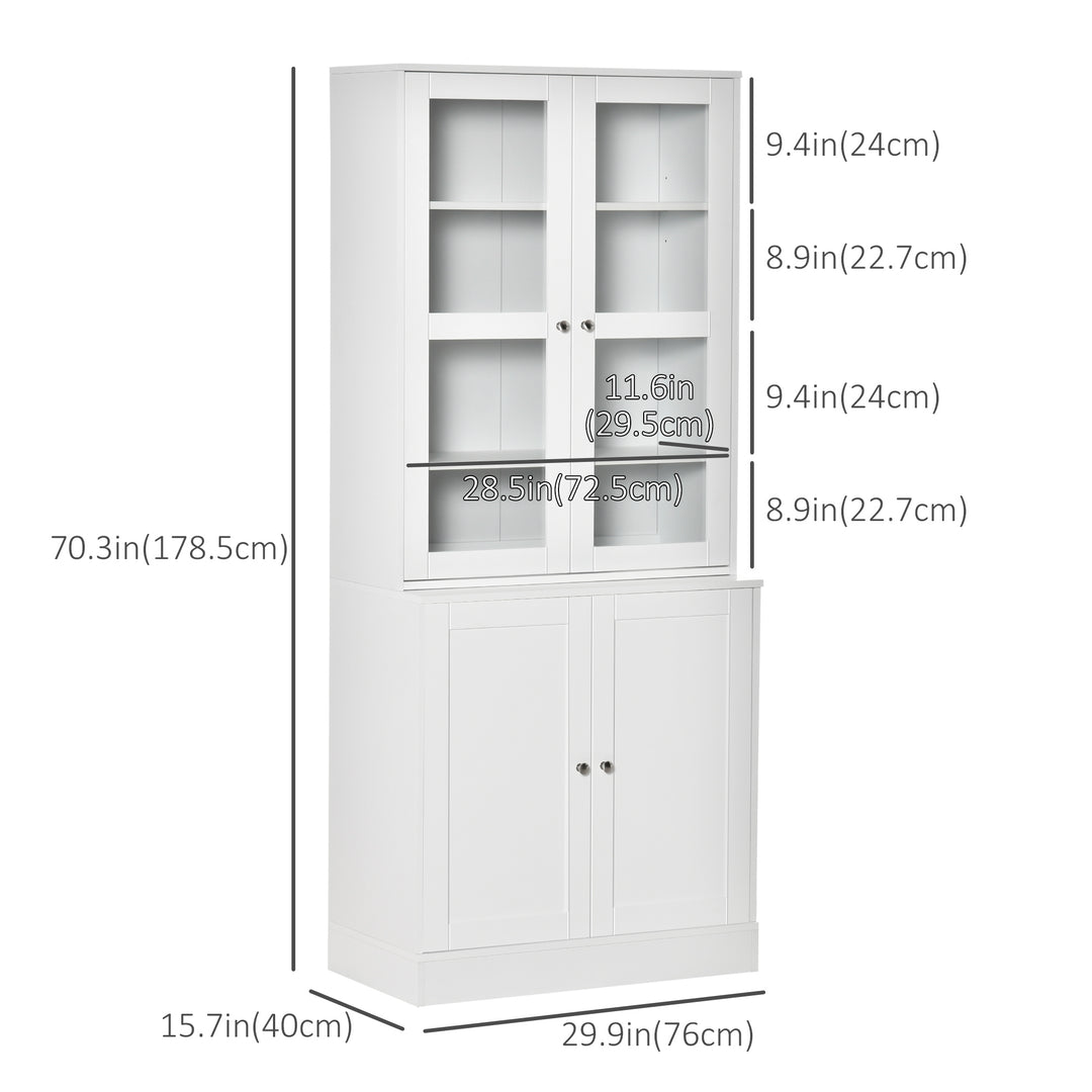 HOMCOM Bookcase Storage Cabinet with Doors, Modern Tall Bookshelf with 2 Adjustable Shelves, Display Unit for Study, Living Room, Home Office, White