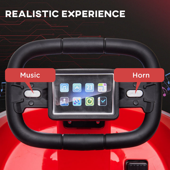 Aosom Kids Bumper Car, 6V 360° Rotation Electric Ride on Car, Twin Motors Battery Powered Toy with Music, Horn and Lights, Safety Belt, for Boys and Girls Aged 18-48 Months - Red