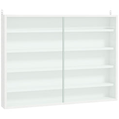 HOMCOM 5-Tier Display Cabinet, Shot Glass Display Case, Glass Curio Cabinet with 2 Glass Doors and 4 Adjustable Shelves, White