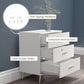 HOMCOM 3 Drawer Cabinet, Drawer Chest for Bedroom, Chest of Drawers with Aluminium Legs and Gold Handles, Dark Grey