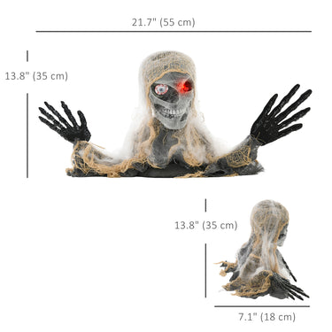 HOMCOM Halloween Animated Mummy with Glowing LED Eyes, Animatronic Halloween Decoration, Battery Operated