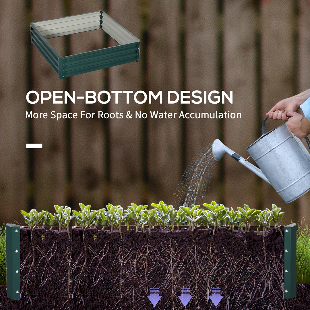 Outsunny 4' x 4' x 1' Raised Garden Bed Galvanized Steel Planter Box for Vegetables, Flowers, Herbs, Green