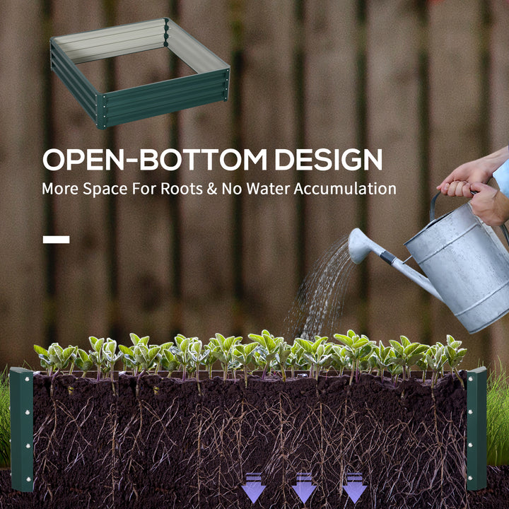 Outsunny 4' x 4' x 1' Raised Garden Bed Galvanized Steel Planter Box for Vegetables, Flowers, Herbs, Green