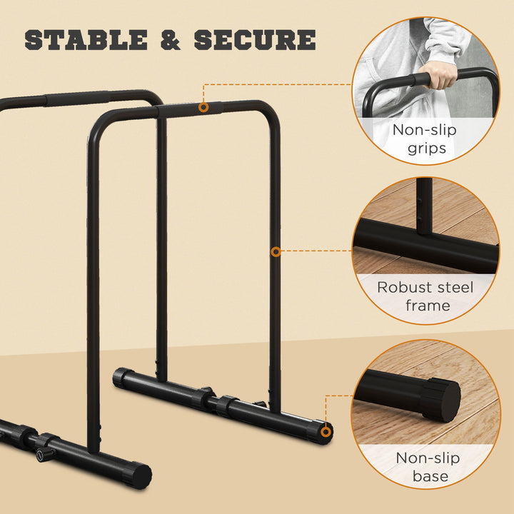 Soozier Adjustable Dip Station, Push Up Bars with 6 Width and 2 Height Levels for Home Gym Fitness Workout