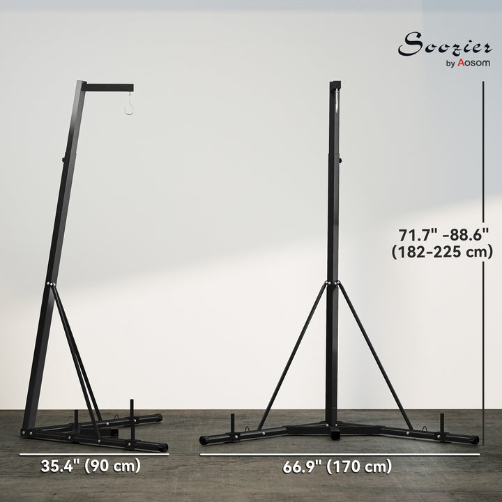 Soozier Foldable Punch Bag Stand, Adjustable Height Heavy Bag Stand with Weighted Base, Freestanding for Home Gym, Stand Only