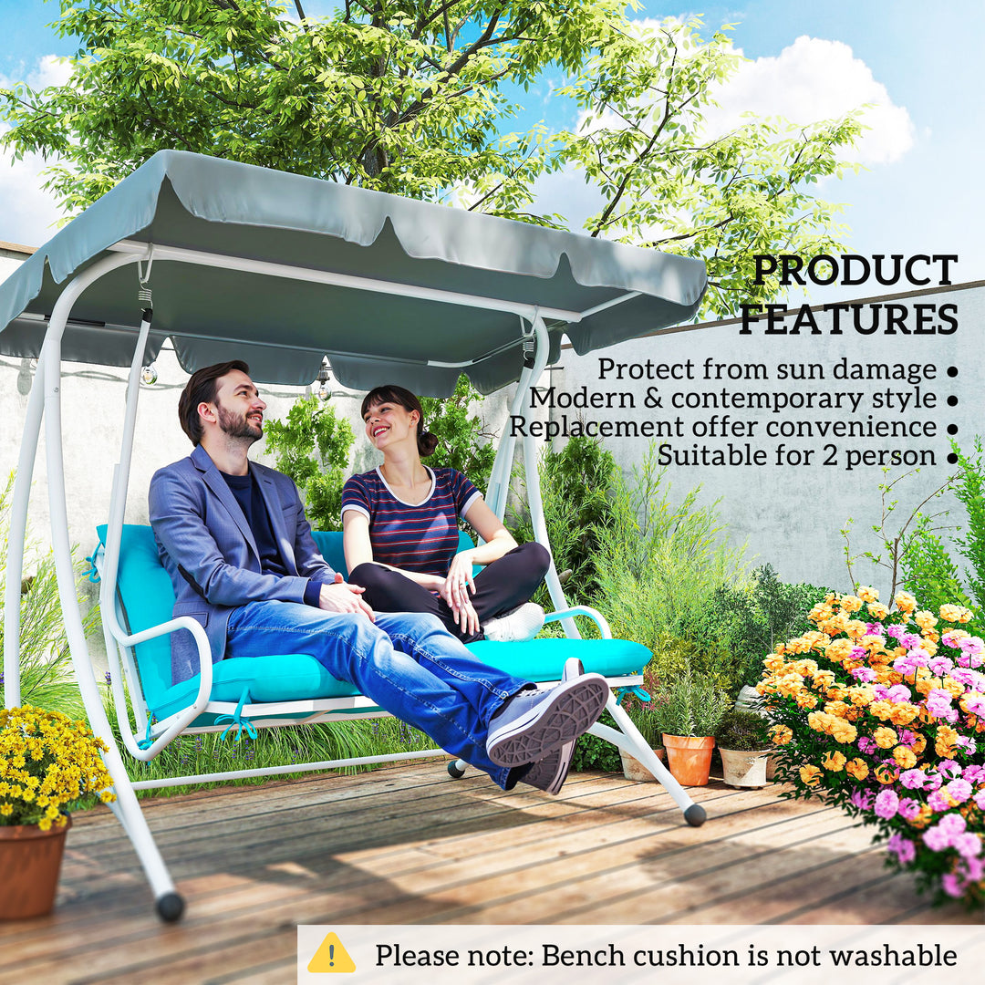 Outsunny 2 Seater Garden Bench Cushion, Soft Thick Outdoor Non-Slip 2 Seater Soft Pad With Backrest for Garden Patio, 52" x 43" x 4", Dark Grey