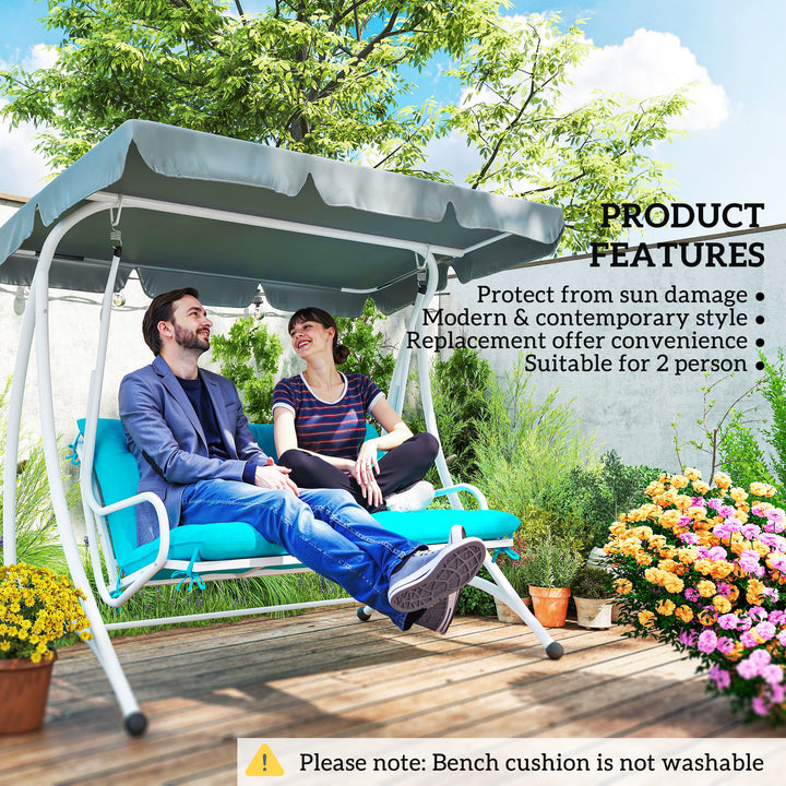 Outsunny 2 Seater Garden Bench Cushion, Soft Thick Outdoor Non-Slip 2 Seater Soft Pad With Backrest for Garden Patio, 52" x 43" x 4", Dark Grey