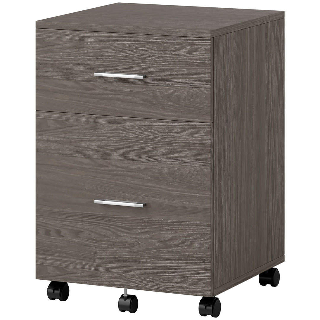 Vinsetto Mobile Filing Cabinet, Vertical File Cabinet with 2 Drawers, Wheels, for Letter or A4 File, Natural