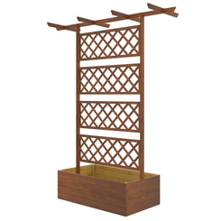 Outsunny Wooden Planter with Trellis Privacy Screen, Raised Garden Bed to Grow Vegetables, Herbs and Flowers, Orange