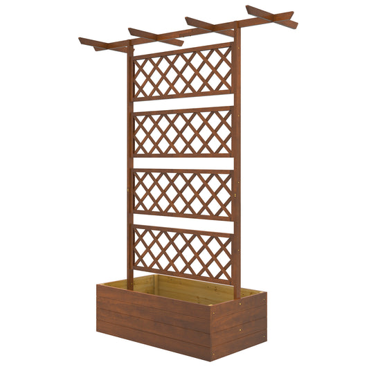 Outsunny Wooden Planter with Trellis Privacy Screen, Raised Garden Bed to Grow Vegetables, Herbs and Flowers, Orange