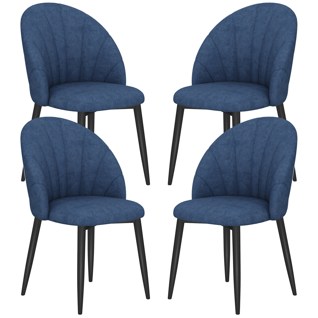 HOMCOM Modern Dining Chairs Set of 4, Upholstered Dining Room Chairs with Metal Legs, Shell Backrest, Padded Seat, Cream White