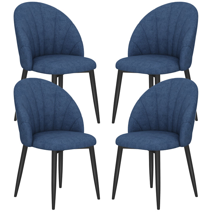 HOMCOM Modern Dining Chairs Set of 4, Upholstered Dining Room Chairs with Metal Legs, Shell Backrest, Padded Seat, Cream White