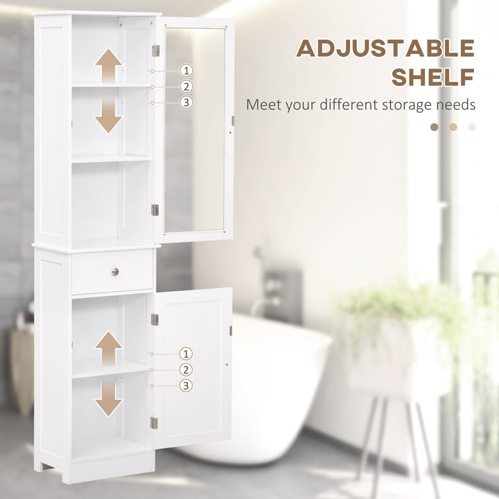 kleankin Tall Bathroom Cabinet, Bathroom Storage Cabinet with Drawers, 2 Doors and Adjustable Shelves, White