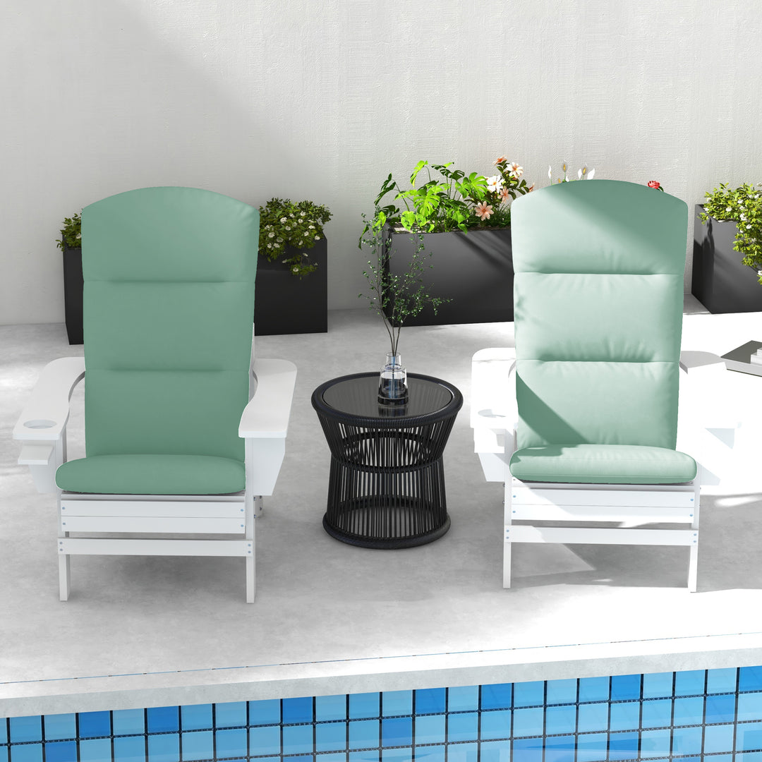 Outsunny Patio Chair Cushions for Adirondack Chair Replacement Cushions with Back and Ties, Set of 2, Green