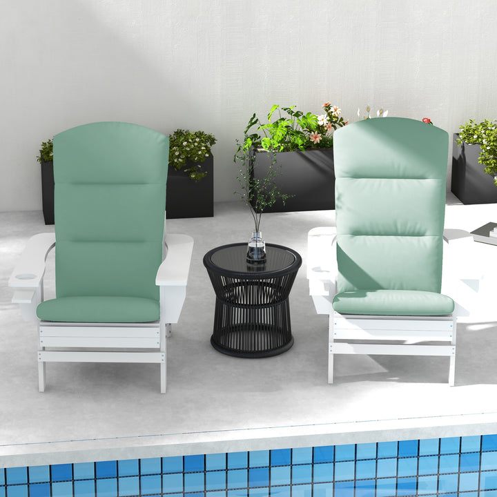 Outsunny Patio Chair Cushions for Adirondack Chair Replacement Cushions with Back and Ties, Set of 2, Green