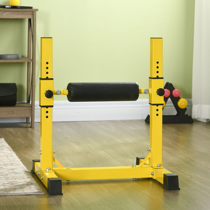 Soozier Bulgarian Split Squat Stand, 12-Level Adjustable Single Leg Squat Stand for Lower Body Strength Training, Yellow