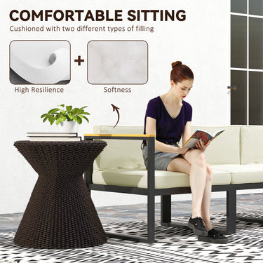 Outsunny Replacement Cushions for Rattan Furniture, 14 Piece Outdoor Seat Cushion Pad for Patio Set, 7 Seat and 7 Back, Cream