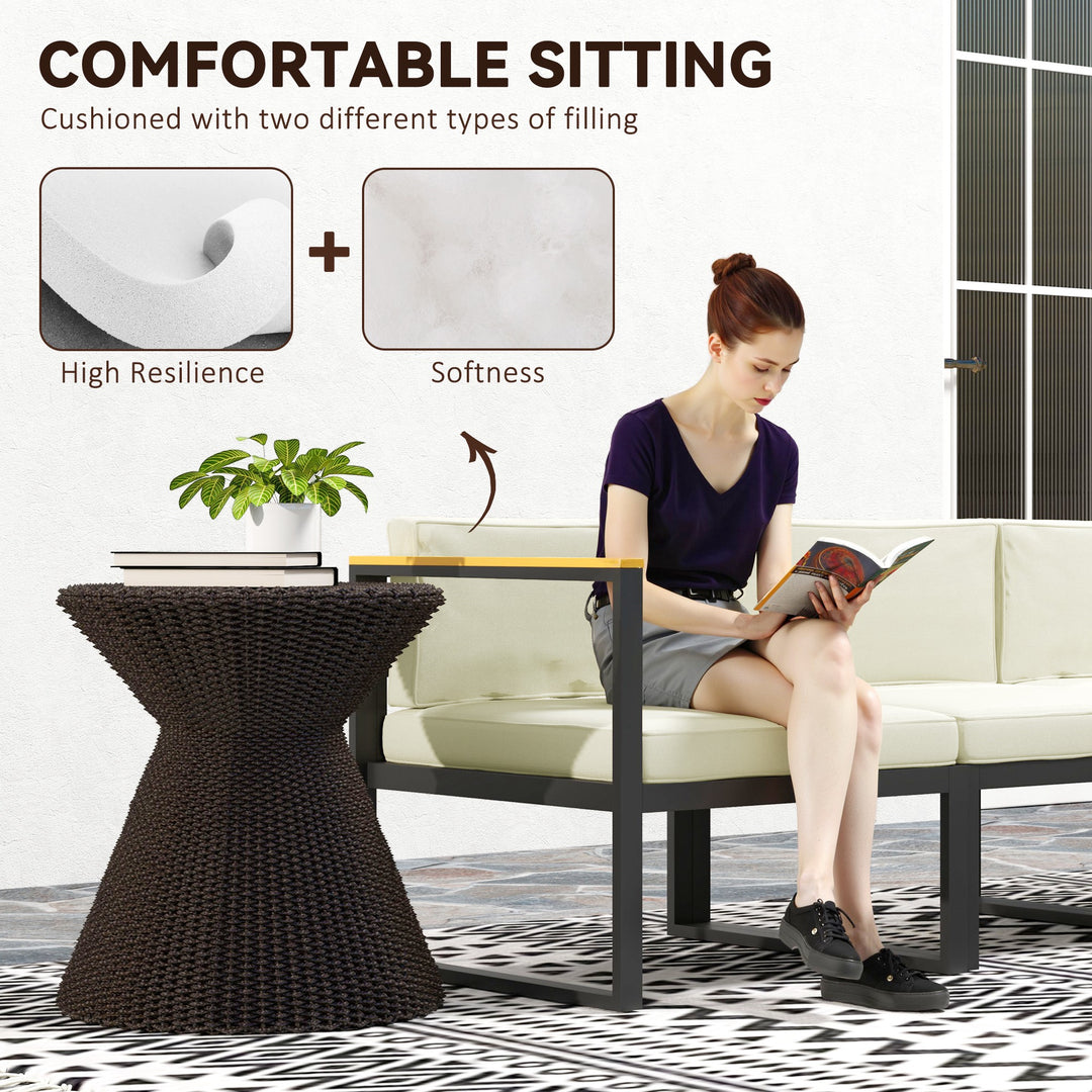 Outsunny Replacement Cushions for Rattan Furniture, 14 Piece Outdoor Seat Cushion Pad for Patio Set, 7 Seat and 7 Back, Cream