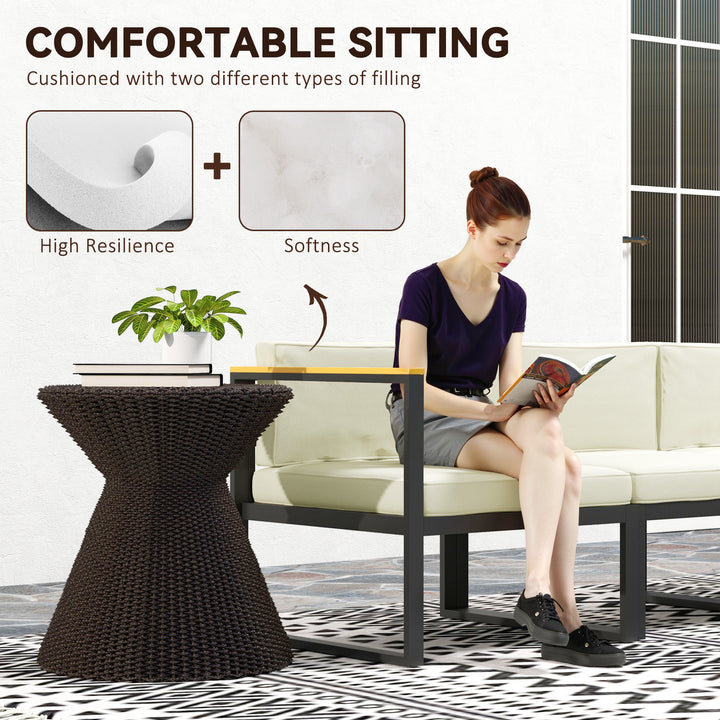 Outsunny Replacement Cushions for Rattan Furniture, 14 Piece Outdoor Seat Cushion Pad for Patio Set, 7 Seat and 7 Back, Cream