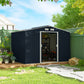 Outsunny 9.1'x6.4'x6.3' Garden Storage Shed w/ Floor Foundation Metal Tool Storage House w/ Double Doors Dark Grey Yellow