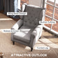 HOMCOM Fabric Accent Chair, Button Tufted Armchair, Upholstered Modern Living Room Chair, Wingback Chair with Wood Legs, Rolled Arms, Thick Padding for Bedroom, White