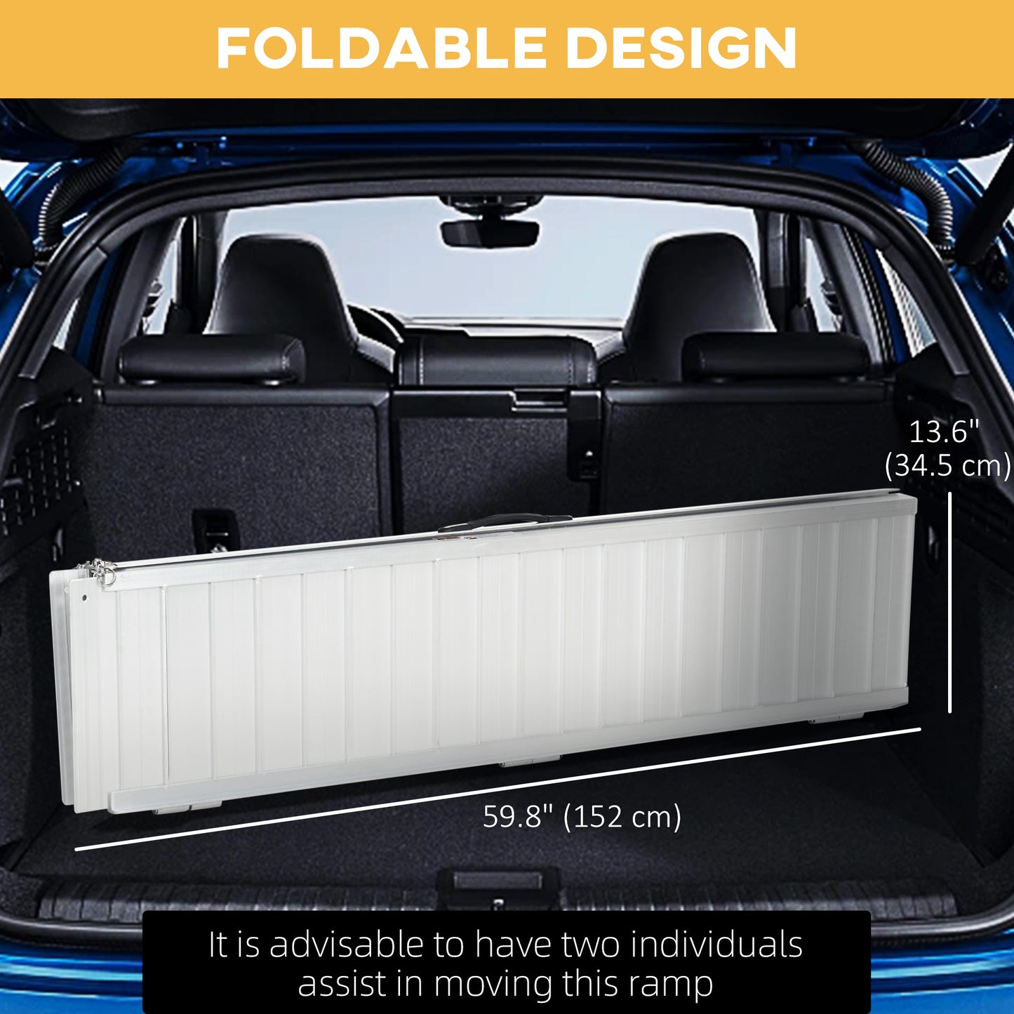 HOMCOM 2ft Wheelchair Ramp Scooter Mobility Non-Skid Layering Portable Foldable Aluminium