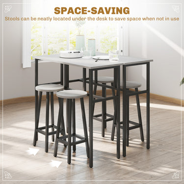 HOMCOM Bar Table Set of 6, Bar Table and Stools for 4, 2 Breakfast Tables and 4 Stools for Living Room, Dining Room, Grey