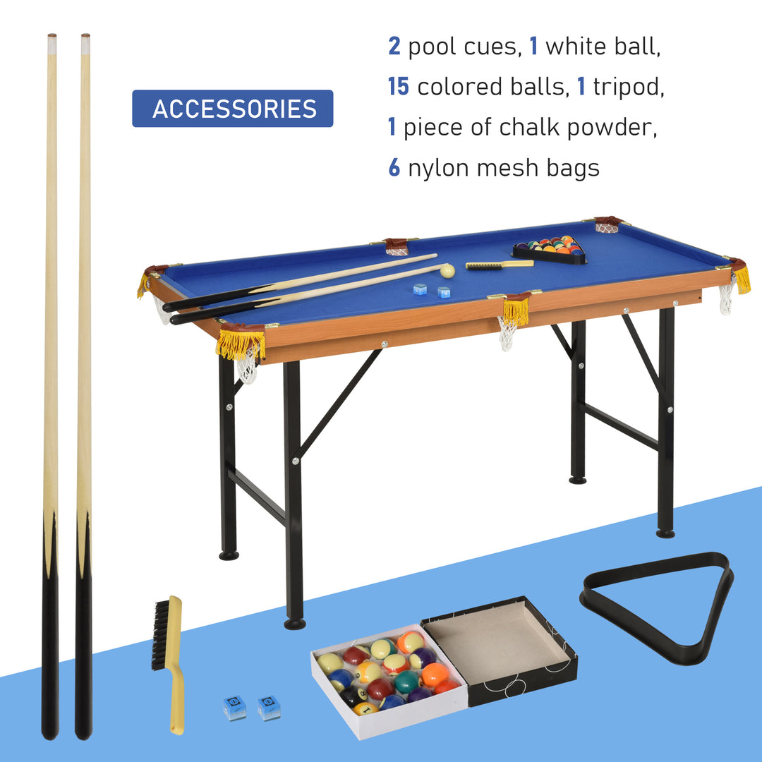 Soozier 54.3"L Mini Pool Table Portable Billiard Table Includes Cues, Ball, Chalk, Rack, Green