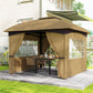 Outsunny 11' x 11' OutdoorÂ Gazebo,Â DoubleÂ Roof Patio Gazebo Canopy with Curtains, Church Windows, Galvanised Steel Frame, Beige